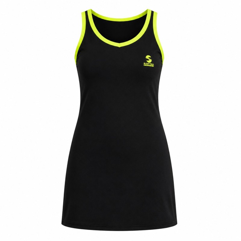 Vestido Softee Atenea Negro y Amarillo Fluor